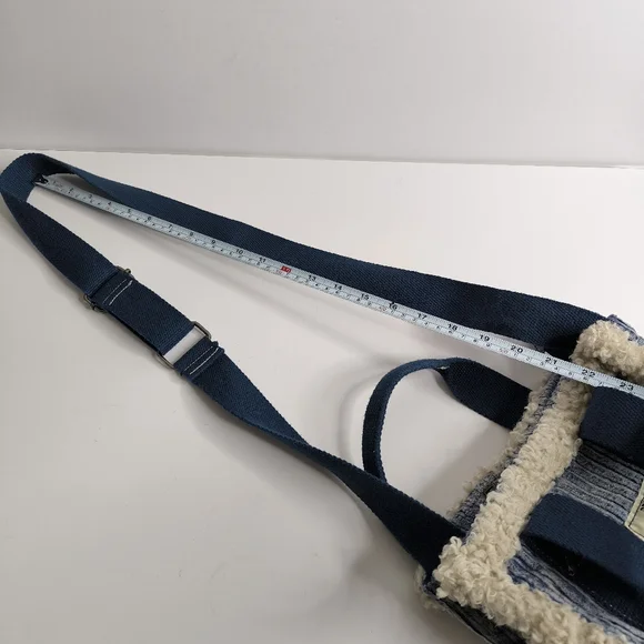 UO BDG Serena Retro Sherpa Fleece Penny Lane Vintage Denim Style Mini Tote Bag - Picture 9 of 10